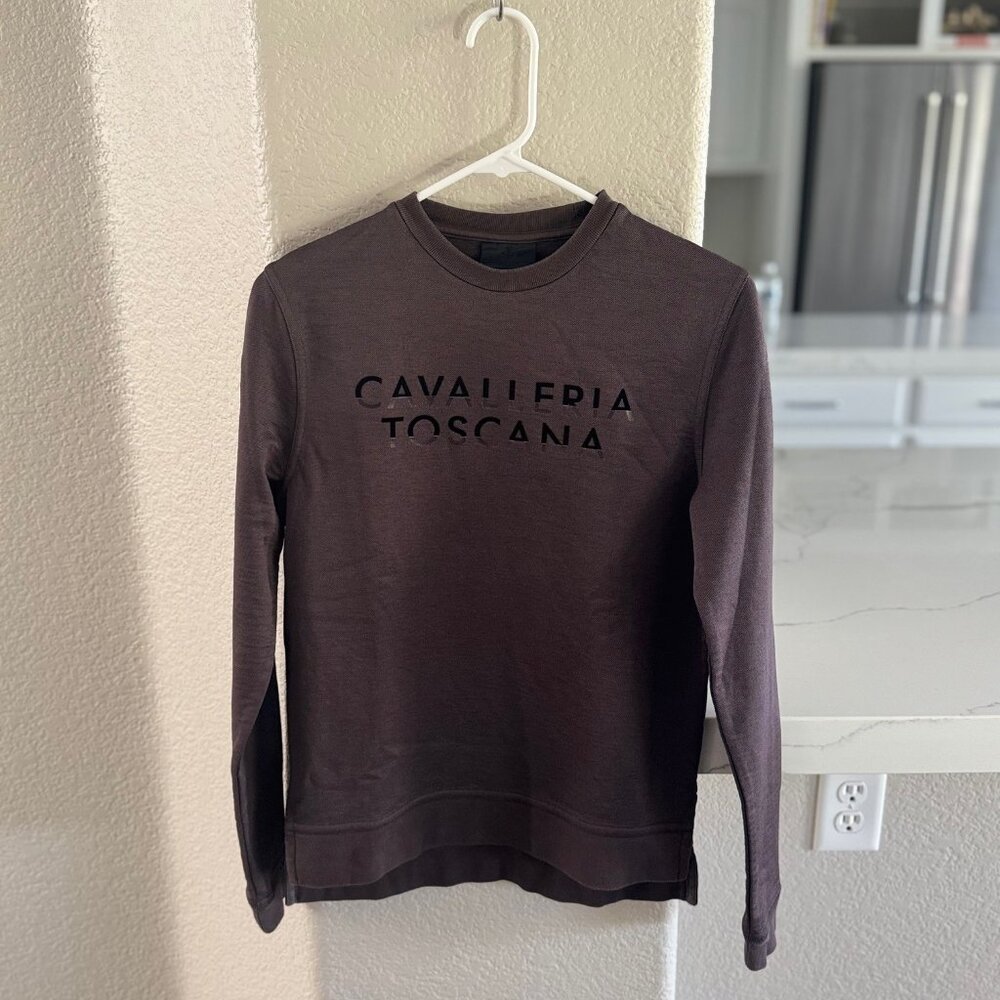 Cavalleria Toscana Sweater Women’s Small Brown Cotton Knit Sweatshirt Top Logo